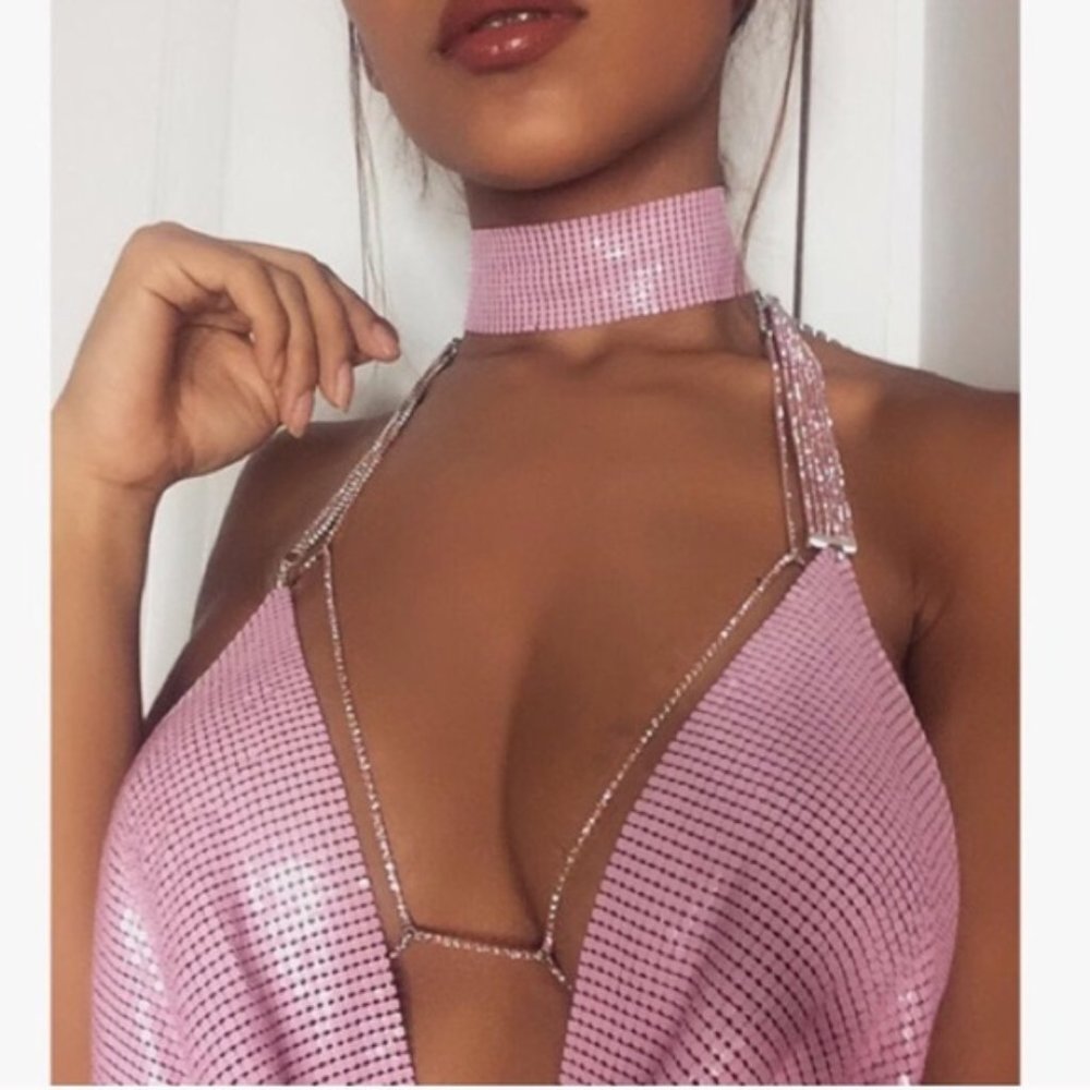 Crystal Rhinestone Body Chain Bralette - Picture 4 of 7